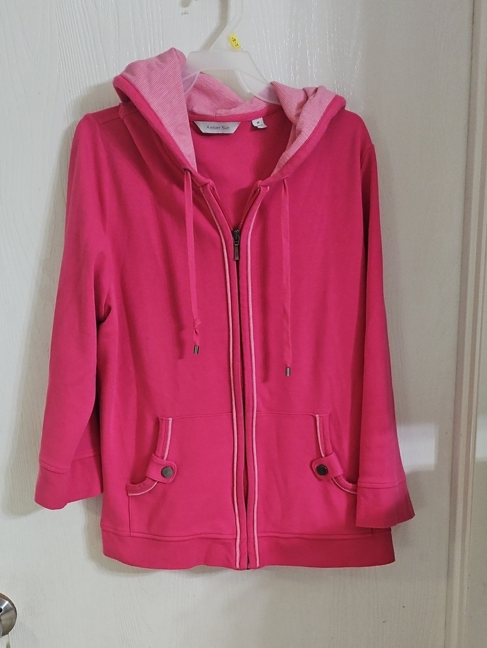 Amber Sun Women's Hot Pink Zip-Front Hooded Jacket